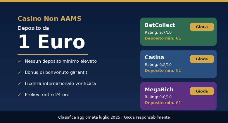 Casino non AAMS con deposito da 1 euro - guida 2025